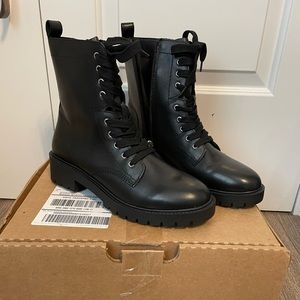 Steve Madden combat checker boot